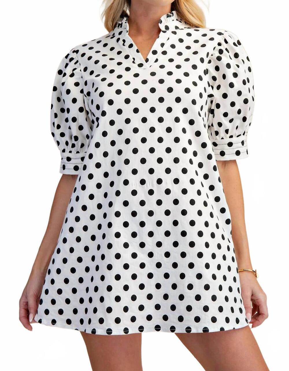 NEW CAROLE CHRISTIAN women's classic dottie denim dress in white black